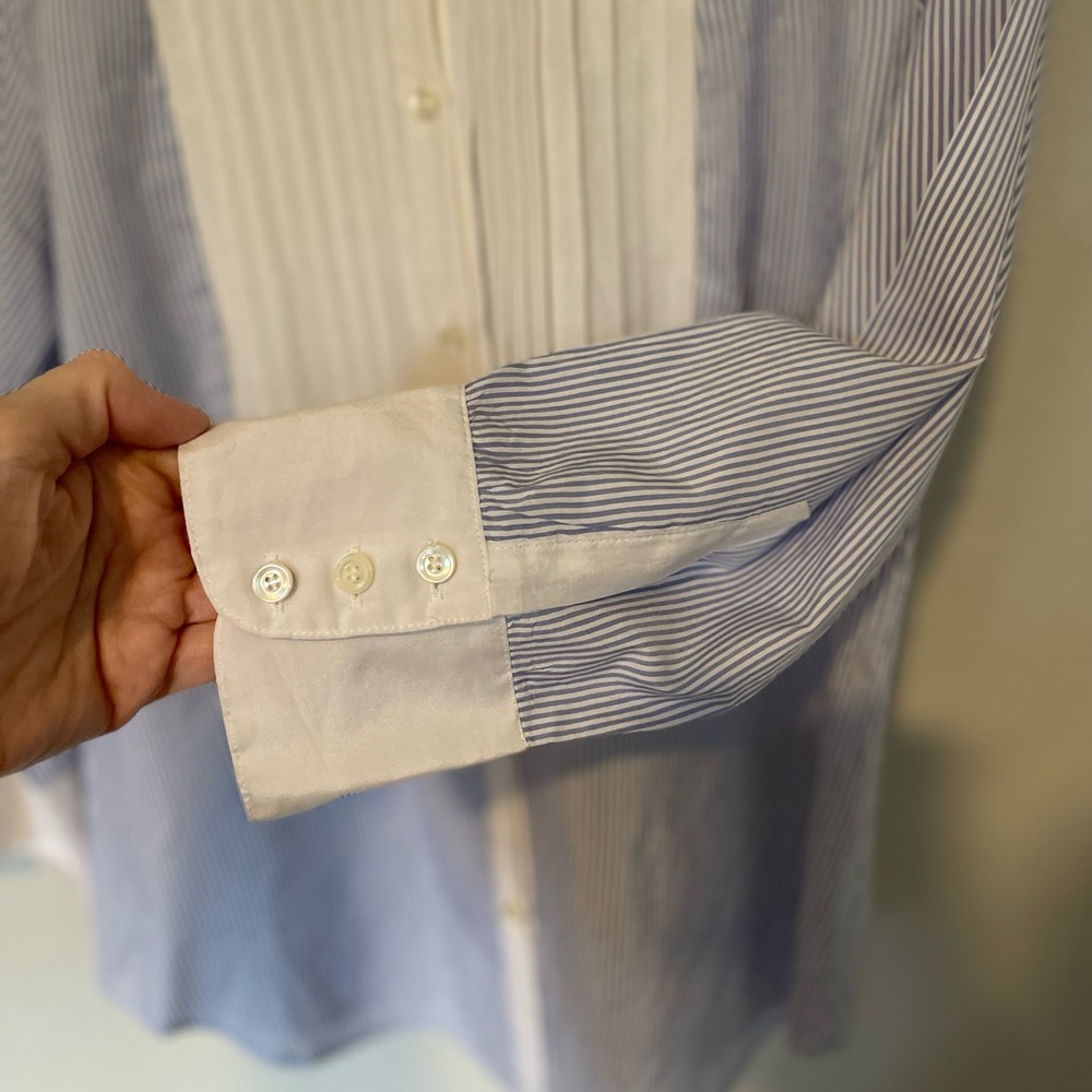 J. Crew Blue and White Tux-style Button Down Shirt - Picture 5 of 6
